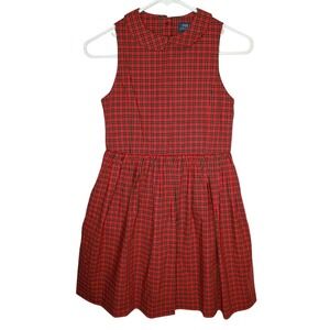 Polo Ralph Lauren Plaid Dress Kids 14‎ Red NEW Holiday Tartan Peter Pan Collar